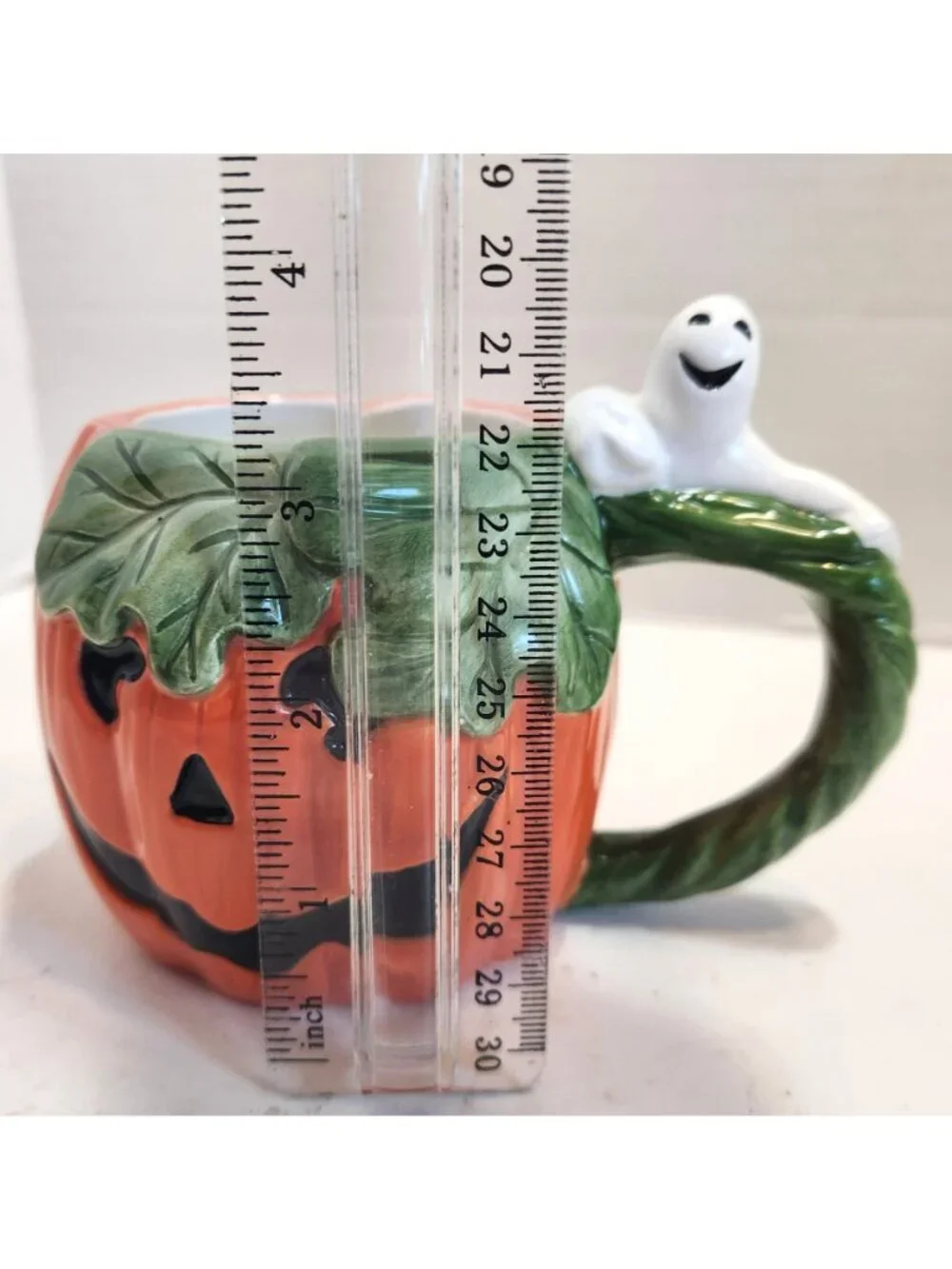 Fitz And Floyd Essentials Pumpkin Mug With Ghost Handle Ceramic Halloween Decor
